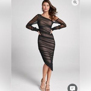 Venus Ruched mesh bodycon dress
